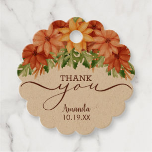 Étiquettes Cadeau Remerciements Floraux d'Automne