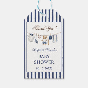 Étiquettes-cadeau Remerciements pour Baby Shower Ours de Baseball