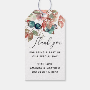 Étiquettes-cadeau Remerciements pour un mariage au jardin botanique 
