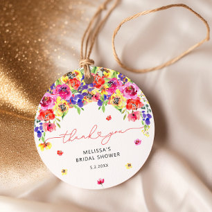 Étiquettes Cadeau Remerciements pour une fête de mariage floral lumi