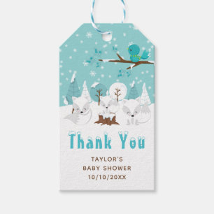 Étiquettes-cadeau Renards de l'Arctique Merci de Baby shower d'hiver
