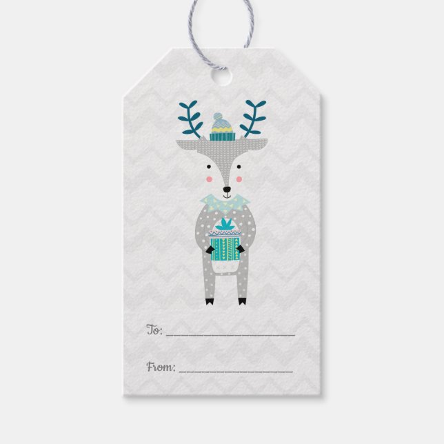 Étiquettes-cadeau Rennes de rennes mignonnes scandinaves Joyeux Noël (Devant)