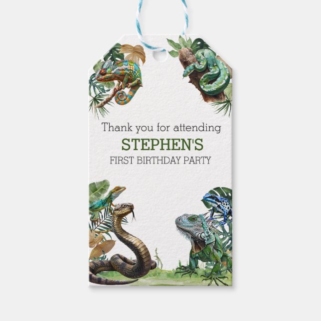 Étiquettes-cadeau Reptile Slither Crawl Serpent Turtle Anniversaire (Devant)