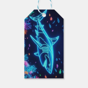 Étiquettes-cadeau Requin néon coloré