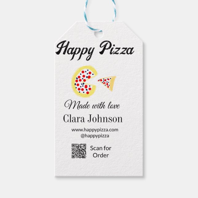 Étiquettes-cadeau Restaurant de pizzas café pizzeria scannez le code (Devant)