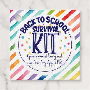 Étiquettes Cadeau retour à l'école trousse de survie nouveau profess