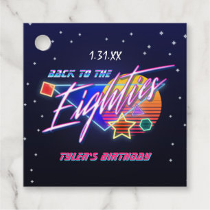 Étiquettes Cadeau Retour aux 80 Neon Favor Tags