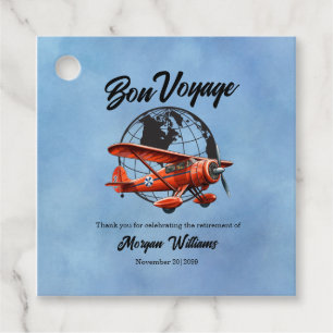 Étiquettes Cadeau Retraite Bon Voyage Voyage Globe Plane