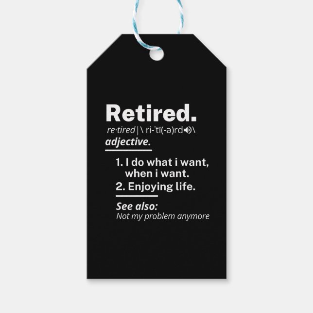 Étiquettes-cadeau retraite. définition drôle retraite (Devant)