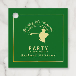 Étiquettes Cadeau Retraite Golf Party Classic Green Golden Player