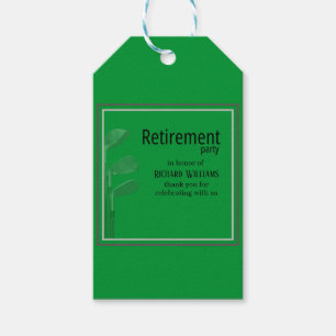 Étiquettes-cadeau Retraite Party Golf Moderne Entreprise Vert Noir