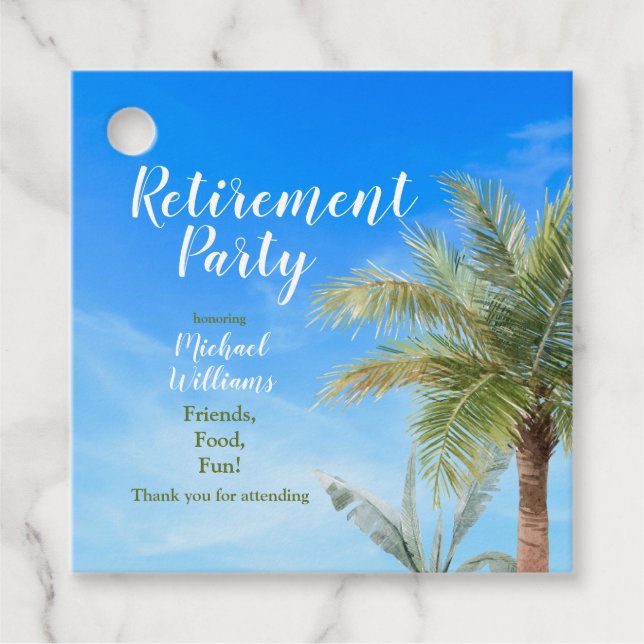 Étiquettes Cadeau Retraite Plage Thème Fête Amis Nourriture Fun (Devant)