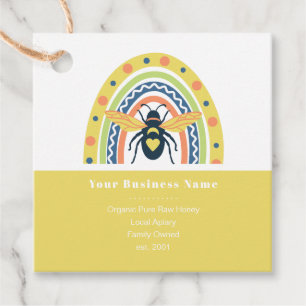 Étiquettes Cadeau Retro Beekeeper Honey Bee Rainbow Color Block