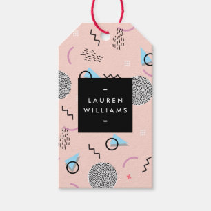 Étiquettes-cadeau Retro Confetti Memphis Motif rose