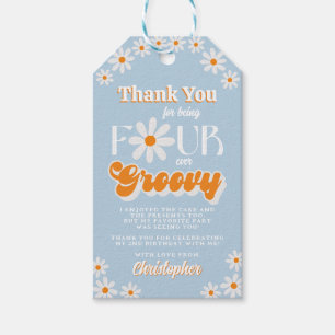 Étiquettes-cadeau Retro Four Ever Super Boys 4e anniversaire