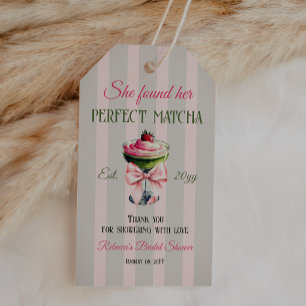 Étiquettes-cadeau Rétro Fraise Parfait Mariage Thème Matcha Rose Bow