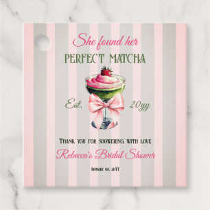 Étiquettes Cadeau Rétro Fraise Parfait Mariage Thème Matcha Rose Bow