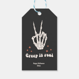 Étiquettes-cadeau Retro Halloween Creep it Real Skeleton