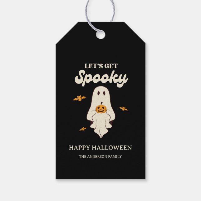 Étiquettes-cadeau Retro Halloween : Faisons-nous peur (Devant)