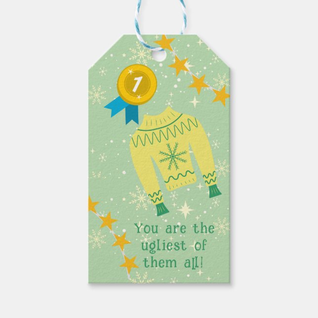 Étiquettes-cadeau Retro Holiday Fête de Noël laide (Devant)