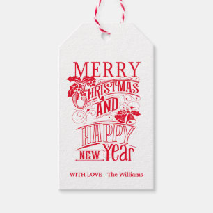 Étiquettes-cadeau Rétro Joyeux Noël et bonne année