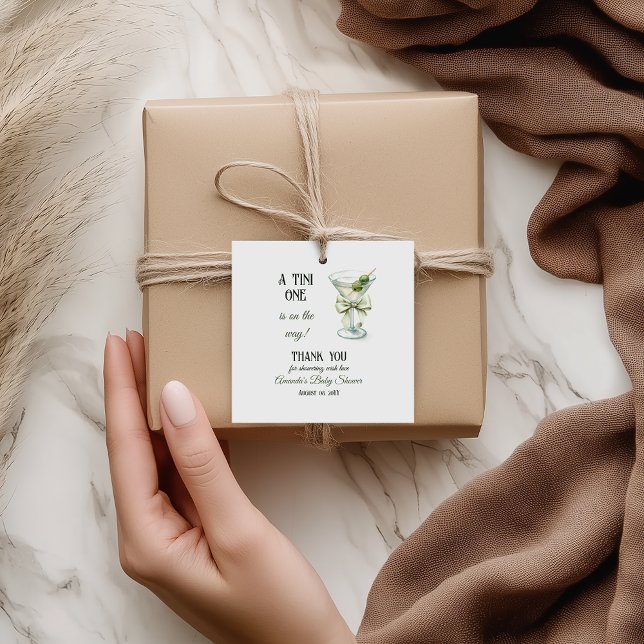 Étiquettes Cadeau Retro Minimalist A Tini One Martini Baby Shower (Créateur téléchargé)