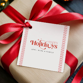 Étiquettes Cadeau Retro Modern Stylish Red Typography Script Holiday