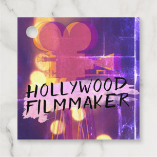 Étiquettes Cadeau Rétro moderne cinéaste d'Hollywood en rose
