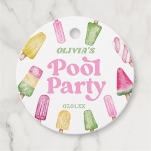 Étiquettes Cadeau Retro Popsicle fête d'anniversaire de la piscine