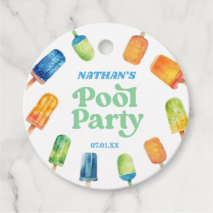 Étiquettes Cadeau Retro Popsicle fête d'anniversaire de la piscine