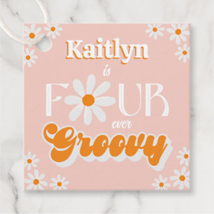 Étiquettes Cadeau Retro Quatre Filles toujours Super 4e anniversaire