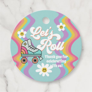 Étiquettes Cadeau Retro Roller Skating Rainbow Anniversaire Favorise