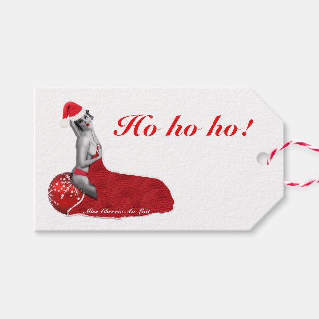Étiquettes-cadeau Retro Sexy Pinup Girl Art Christmas Tags cadeaux H (Devant (Horizontal))