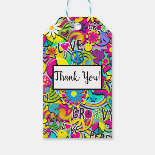 Étiquettes-cadeau Retro Super FUN 60's Sixties Love Birthday Party