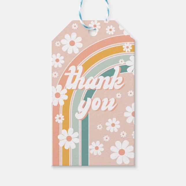 Étiquettes-cadeau Retro Super One Boho Premier anniversaire (Devant)