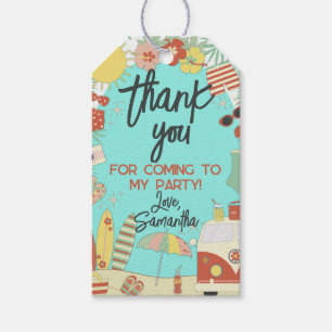 Étiquettes-cadeau Retro Super Stylish Beach Party Merci Favor