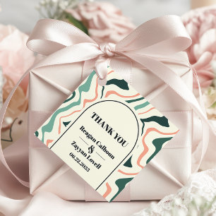 Étiquettes Cadeau Rétro Tourbillon Arche Menthe Et Rose Mariage Reme