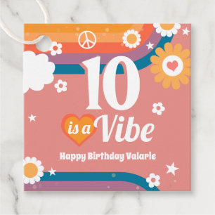 Étiquettes Cadeau Retro Vibe 10e anniversaire