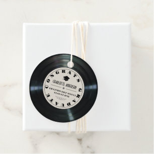 Étiquettes Cadeau Retro Vinyl Record Tan Graduation