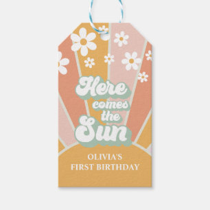 Étiquettes-cadeau Rétro Voici venir le Soleil Daisy boho anniversair