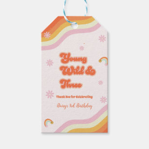 Étiquettes-cadeau Retro Young Wild et trois Anniversaire