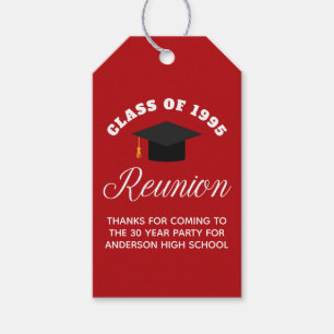 Étiquettes-cadeau Réunion personnalisée de lycée rouge