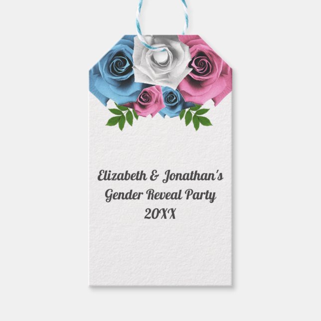 Étiquettes-cadeau Révélation de genre Rose Bouquet (Devant)
