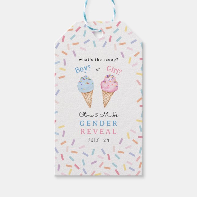 Étiquettes-cadeau Révélation du genre de la chaîne Icecream (Devant)