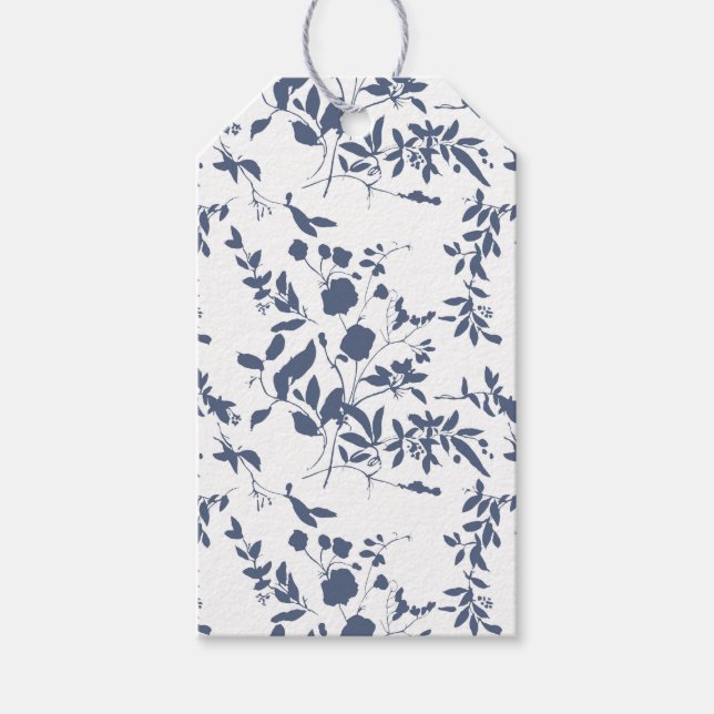 Étiquettes-cadeau Revêtement d'enveloppe à feuillage bleu (Devant)