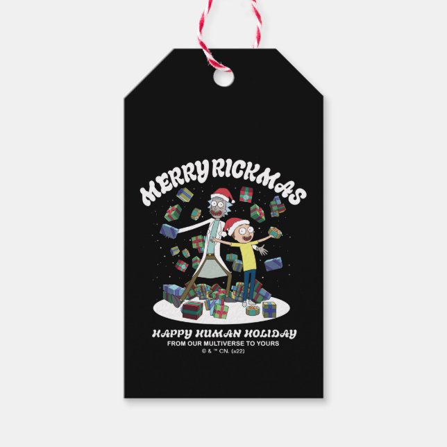 Étiquettes-cadeau Rick et Morty | Joyeux Rickmas présents (Devant)
