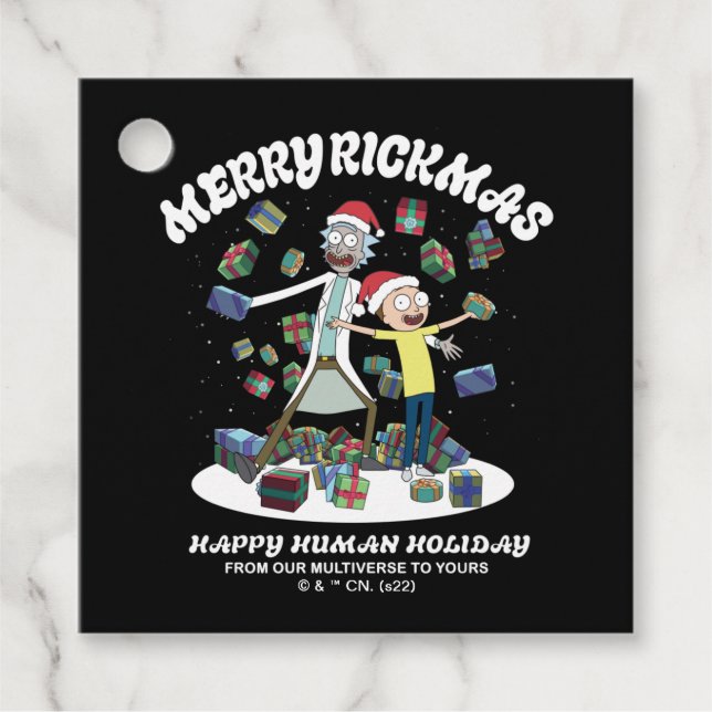 Étiquettes Cadeau Rick et Morty | Joyeux Rickmas présents (Devant)