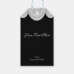 Étiquettes-cadeau Rideaux HOLLYWOOD Noir & Blanc Élégant pour fête
