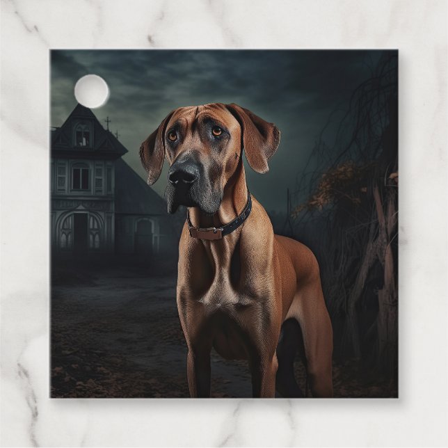 Étiquettes Cadeau Ridgeback rhodésien Halloween Épouvantable (Devant)