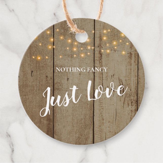 Étiquettes Cadeau Rien De Fancy Just Love Mariage campagnard rustiqu (Devant)